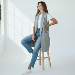 Joie Gray Sleeveless With Pockets Vest
